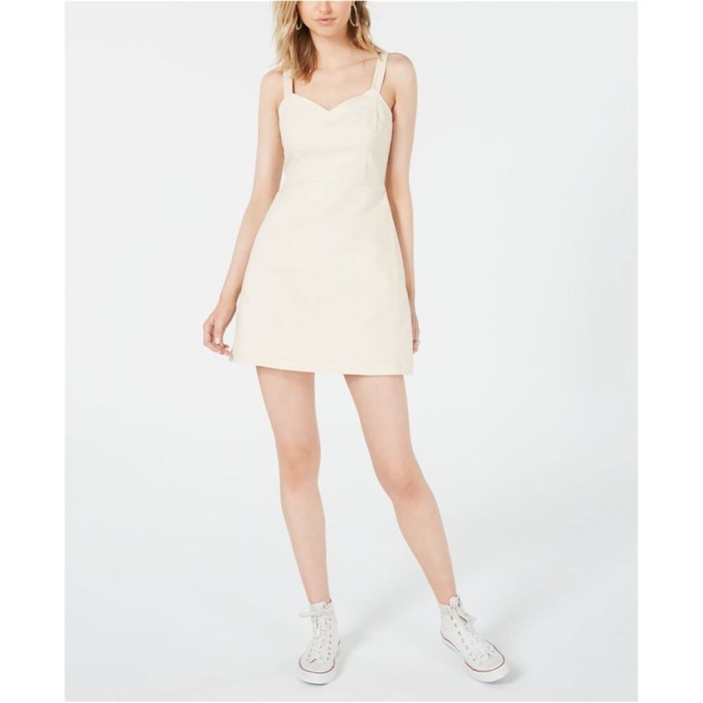 Line & Dot Womens Denim Mini Dress, Off-White, S, DM